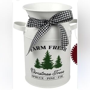 Amazon White and Green Christmas Tree Metal Bucket